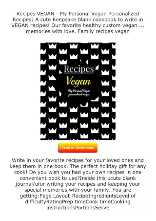 Pdf⚡(read✔online) Recipes VEGAN - My Personal Vegan Personalized Recipes: A