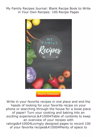 pdf❤(download)⚡ My Family Recipes Journal: Blank Recipe Book to Write in Yo