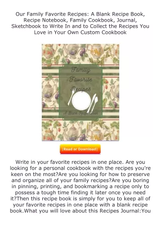 ❤PDF⚡ Our Family Favorite Recipes: A Blank Recipe Book, Recipe Notebook, Fa