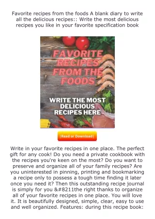 download⚡️ free (✔️pdf✔️) Favorite recipes from the foods A blank diary to