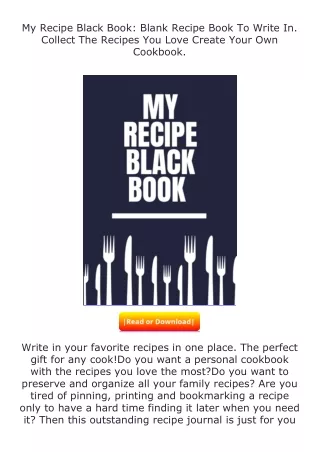 full✔download️⚡(pdf) My Recipe Black Book: Blank Recipe Book To Write In. C