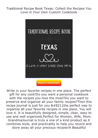 [PDF]❤READ⚡ Traditional Recipe Book Texas: Collect the Recipes You Love in