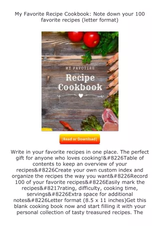 Download❤[READ]✔ My Favorite Recipe Cookbook: Note down your 100 favorite r