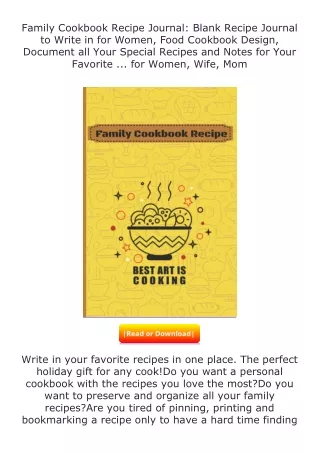 Pdf⚡(read✔online) Family Cookbook Recipe Journal: Blank Recipe Journal to W