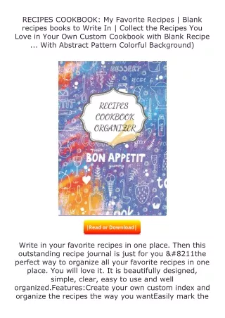 ❤PDF⚡ RECIPES COOKBOOK: My Favorite Recipes | Blank recipes books to Write