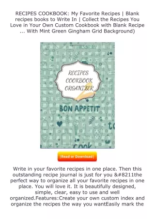 full✔download️⚡(pdf) RECIPES COOKBOOK: My Favorite Recipes | Blank recipes