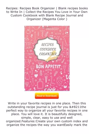 read ❤️(✔️pdf✔️) Recipes: Recipes Book Organizer | Blank recipes books to W