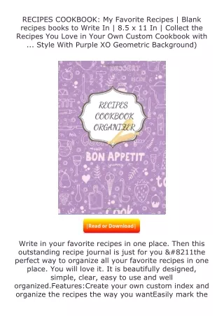 ✔️READ ❤️Online RECIPES COOKBOOK: My Favorite Recipes | Blank recipes books