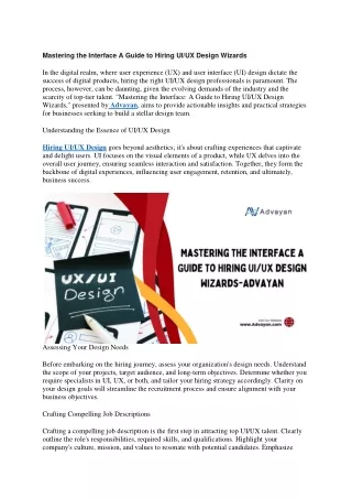 Mastering the Interface A Guide to Hiring UI/UX Design Wizards