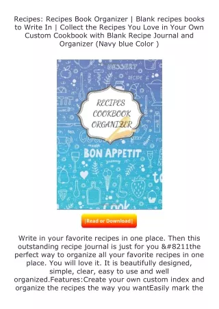 [READ]⚡PDF✔ Recipes: Recipes Book Organizer | Blank recipes books to Write