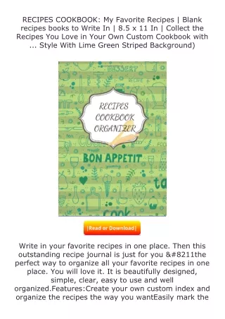 Download❤[READ]✔ RECIPES COOKBOOK: My Favorite Recipes | Blank recipes book