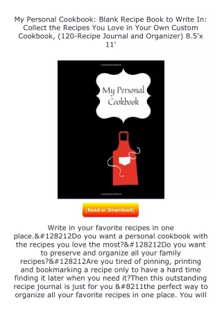 Download⚡ My Personal Cookbook: Blank Recipe Book to Write In: Collect the