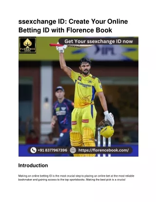 ssexchange ID_ Create Your Online Betting ID with Florence Book