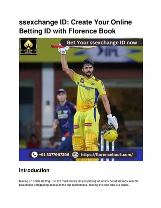 ssexchange id create your online betting id with florence book