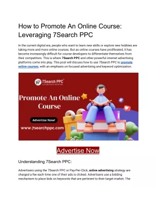 How to Promote An Online Course_ Leveraging 7Search PPC