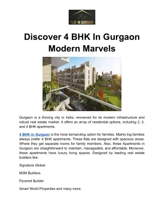 Discover 4 BHK In Gurgaon Modern Marvels