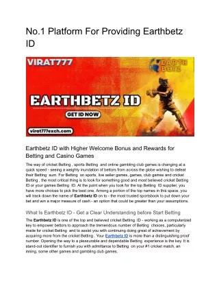 No.1 Platform For Providing Earthbetz ID