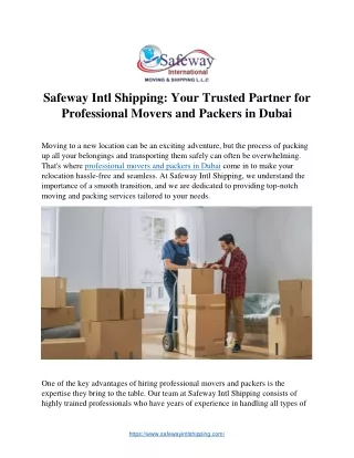 Safeway Intl Shipping: Your Trusted Partner for  Professional Movers and Packers