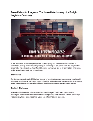 From Pallets to Progress_ The Incredible Journey of a Freight Logistics Company