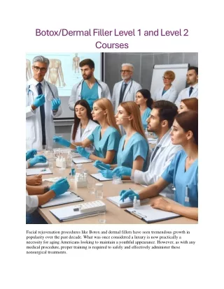 Botox and Dermal Filler Level 1 and Level 2 Courses