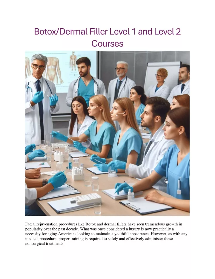 botox dermal filler level 1 and level 2 courses