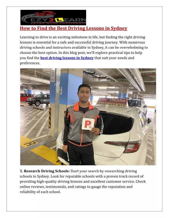 how to find the best driving lessons in sydney