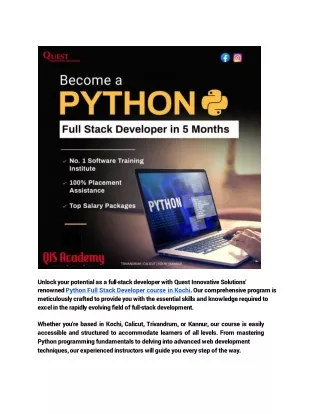 Python Full Stack Developer Training in Trivandrum: Join Today!
