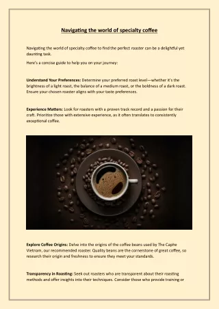 navigating the world of specialty coffee