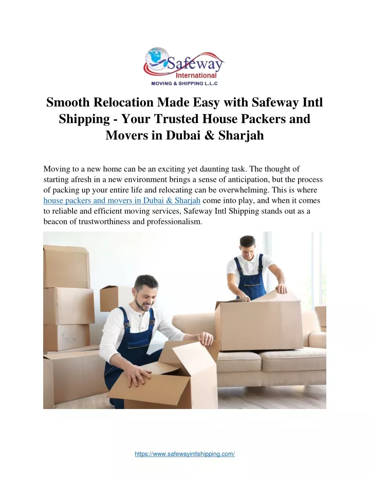 smooth relocation made easy with safeway intl