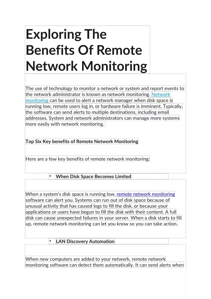 exploring the benefits of remote network