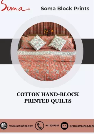 Elevate Your Bedding Game: Shop for Quilts Online at Soma Block Prints
