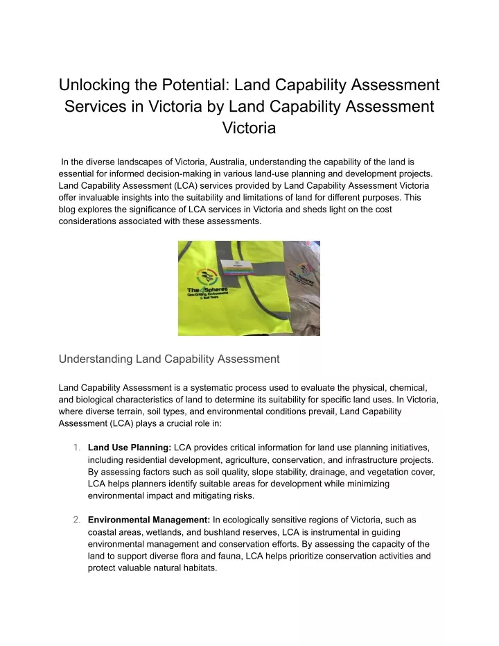 unlocking the potential land capability