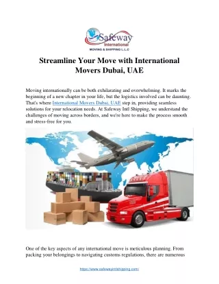 Streamline Your Move with International  Movers Dubai, UAE