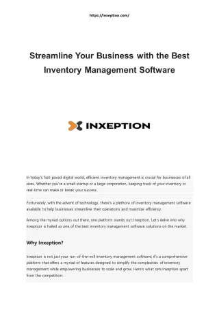 Streamline Your Business with the Best Inventory Management Software