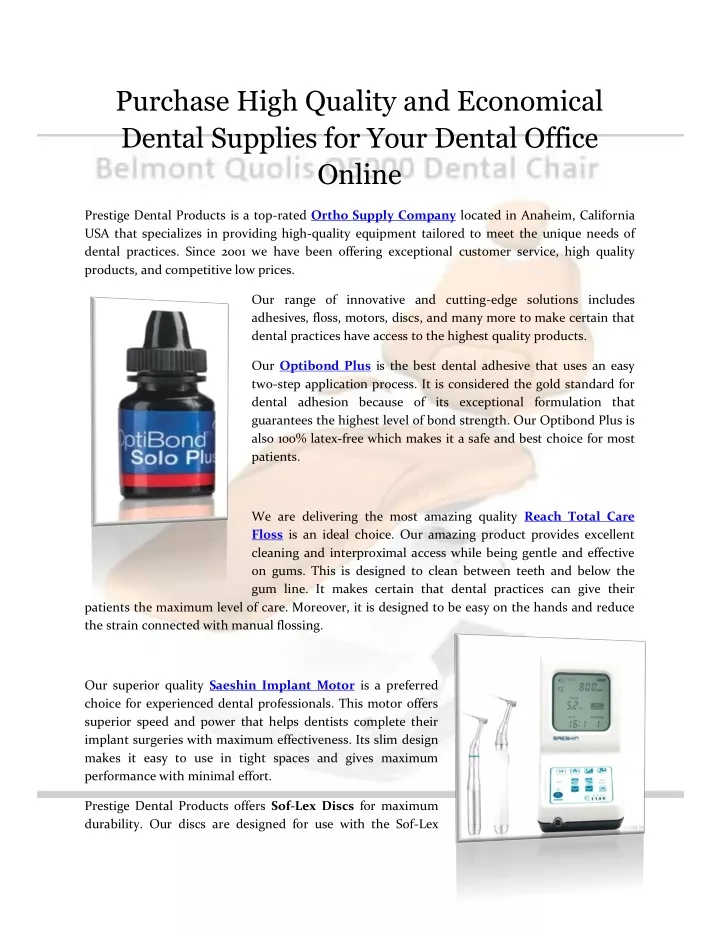 purchase high quality and economical dental