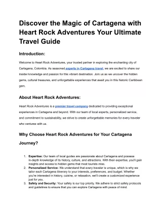 Discover the Magic of Cartagena with Heart Rock Adventures Your Ultimate Travel Guide