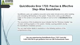 Quick ways to resolve Error 1723 in QuickBooks Desktop