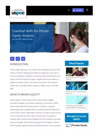 Essential Skills For Private Equity Analysts