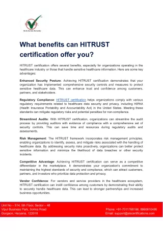 Benefits can HITRUST certification