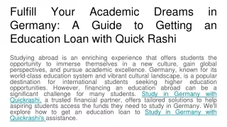 Fulfill Your Academic Dreams in Germany_ A Guide to Getting an Education Loan with Quickrashi