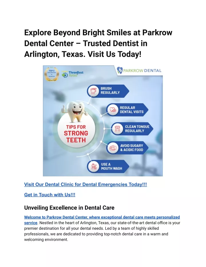 explore beyond bright smiles at parkrow dental