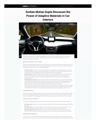 Sushen Mohan Gupta Discusses the Power of Adaptive Materials in Car Interiors