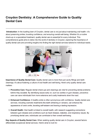 Croydon Dentistry A Comprehensive Guide to Quality Dental Care