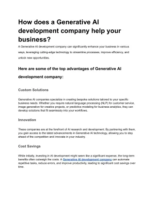 How does a Generative AI development company help your business?