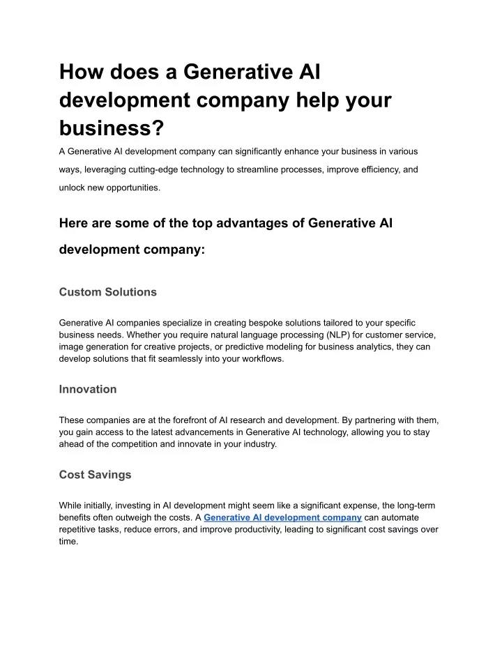 how does a generative ai development company help