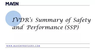 IVDR’s Summary of Safety and Performance
