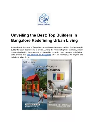 Unveiling the Best_ Top Builders in Bangalore Redefining Urban Living