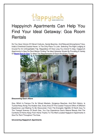 Apartments In Goa For Rent