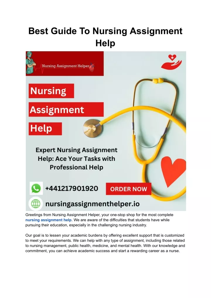 best guide to nursing assignment help