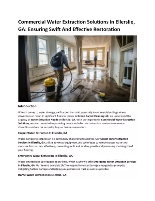 Commercial Water Extraction Solutions In Ellerslie, GA Ensuring Swift And Effective Restoration